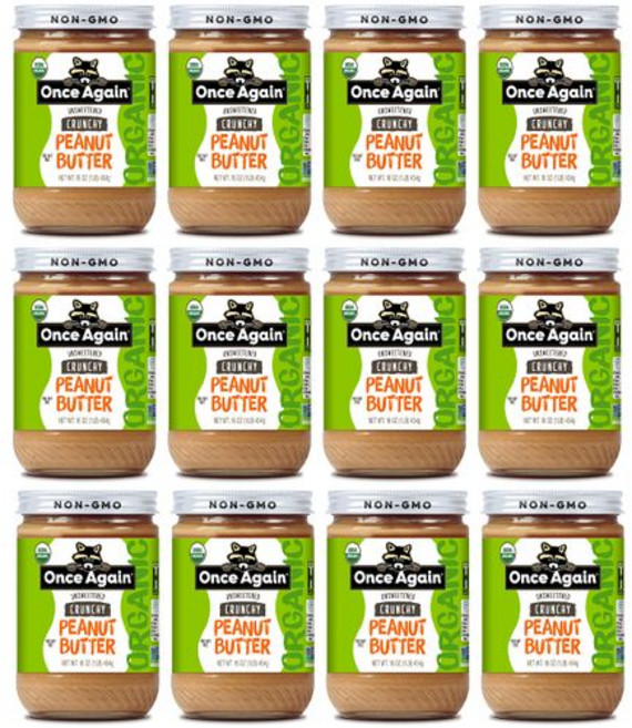 원스 어게인 유기농 크런치 땅콩 버터 453g - 약하게 Once Again Organic Crunchy Peanut Butter 16oz - Lightly Salted U, 1개