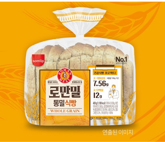 삼립 로만밀통밀식빵 + 오뚜기 딸기쨈 디스펜팩 증정, 4개, 420g