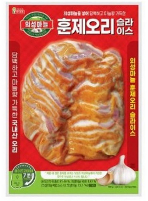 [정연푸드] 롯데푸드 의성마늘 훈제오리 슬라이스 400g 에어프라이어 조리가능, 1개