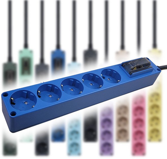 현대 고용량 멀티탭 오브제 국산 4000W 누전차단 과부하차단 멀티콘센트 5구 10컬러, 1.5m, 블루, 1개