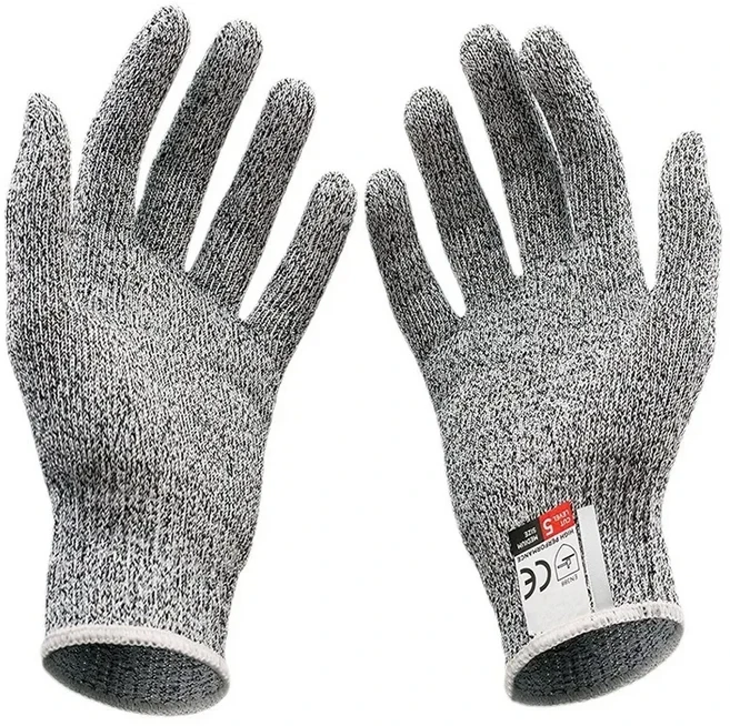 호신용품 HPPE 레벨 5 안전 절단 방지 장갑 고강도 산업 주방 원예 안티 스크래치 다목적 유리, L(24CM)