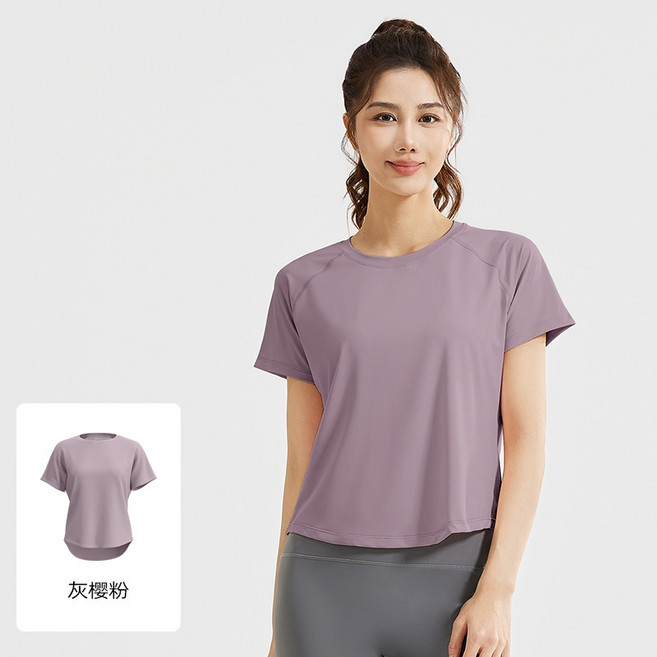 BELLA 拼接網紗運動短袖上衣，五色S至XXL，透氣排汗，寬鬆瑜珈健身訓練服