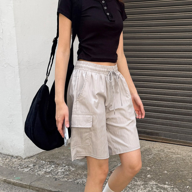 MANSFIT-우먼즈 리얼텐션 컴포트 카고 밴딩 반바지