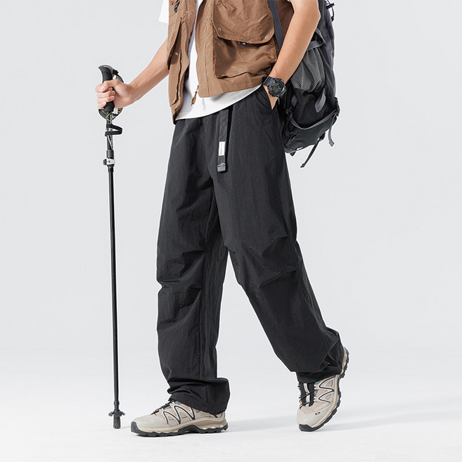 SMOPIG 남성 등산 아웃도어 바지 카고조거팬츠 와이드팬츠 여름 냉장고 바지 방수 원단