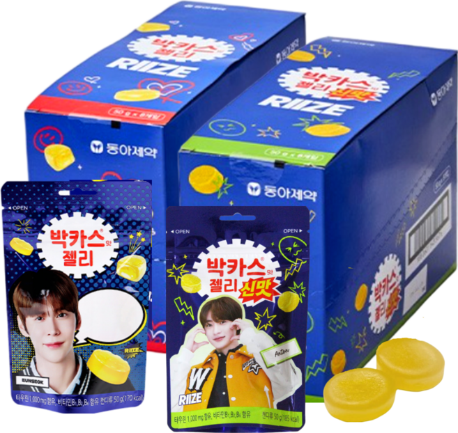 자연톡 박카스 맛 젤리 신맛 오리지널 2종 세트 대용량 미니젤리 팩 골프 교회 사무실 등산 간식, 16개, 50g