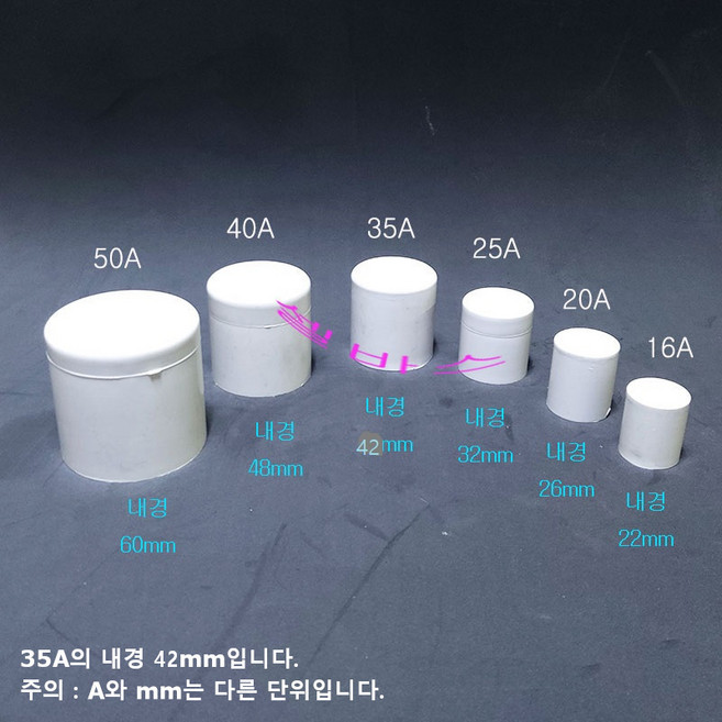 (35A 40A 50A) 미백색 국산 PVC 파이프 캡 마개 덮개 앤드 캡, 1개