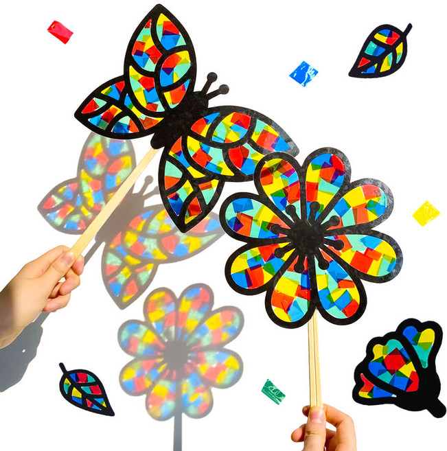 차이의 놀이 팔랑팔랑 꽃과 나비 봄 셀로판지 썬캐쳐