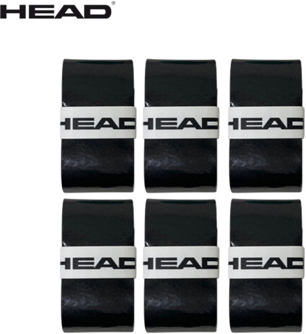 헤드 프라임 투어 오버그립 6개입 285651 테니스 배드민턴 스쿼시 그립, 블랙, 1개