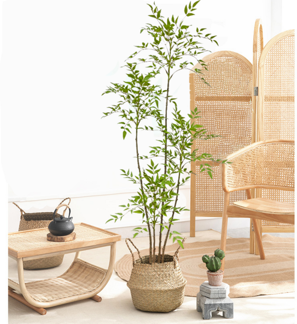 에이치엠데코 남천나무 조화 나무 대형 인테리어 인조 화분, 1개, 1.6m