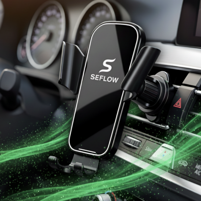 세플로 송풍구 차량용 핸드폰거치대, 블랙, 1세트