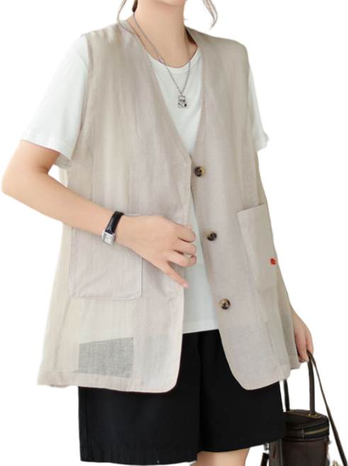 여성롱베스트 매쉬여름조끼 체형커버 엄마옷 미시룩 민소매