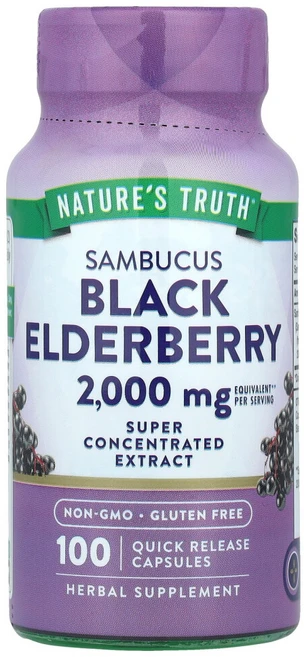 아이허브 네이처스 트루스 삼부커스 블랙 엘더베리 1000mg 캡슐 100정, 1개 - 쿠팡