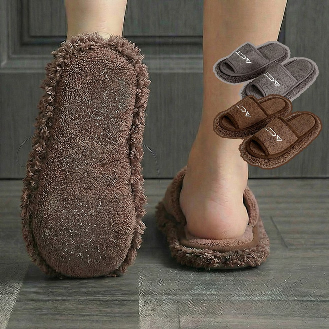 율샵 클린스텝 극세사 청소 슬리퍼 바닥 탈부착형 실내화, 소프트브라운+리필패드, 1개