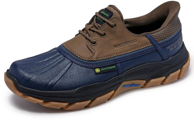 Skechers 남성용 John Deere Respected Tanzier 내장 레인 슈즈 블랙/브라운. 7 X-와이드