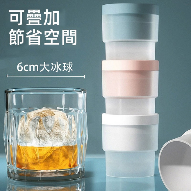 矽膠製冰模具 威士忌冰球模 帶蓋製冰盒 大冰球 冰塊模, 1個, 冰格模具, 顏色隨機
