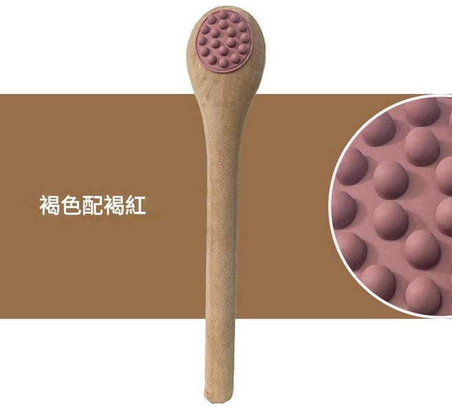 經絡拍打棒按摩器, 凸點矽膠長拍棕色, 1套