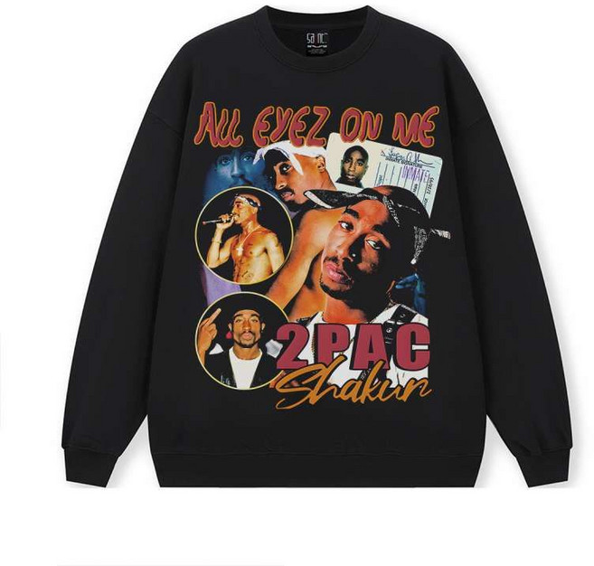 남성 맨투맨 오버핏 힙합 패션 올드 스쿨 맨투맨 투팍