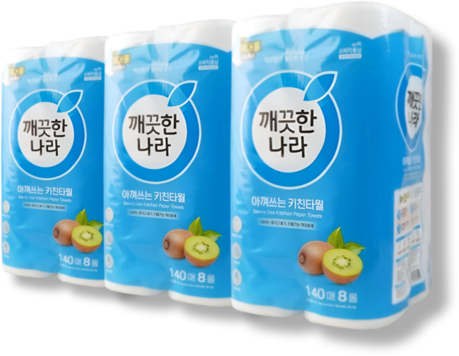 깨끗한나라 데일리 아껴쓰는 키친타올 140매 8롤 3팩, 3세트