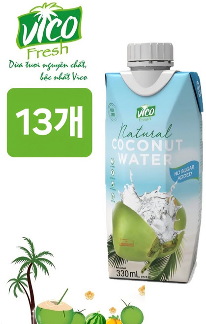 비코프레시 무첨가물 리얼 코코넛워터 100% 수분보충, 13개, 330ml