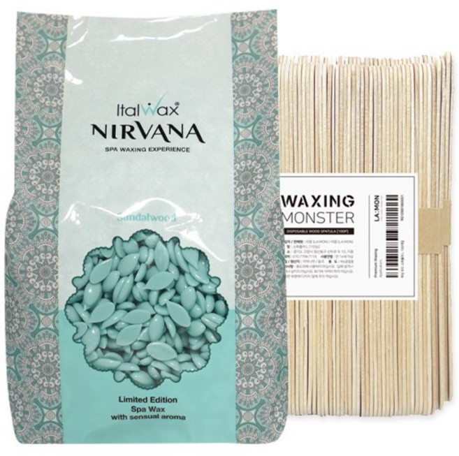 이탈왁스 너바나 아로마틱 스파 왁스 샌달우드 1kg + 왁싱몬스터 스파츌라 L