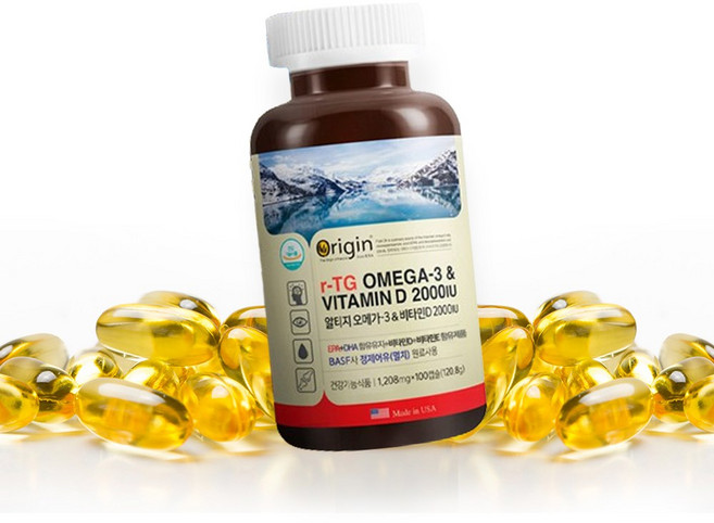 Origin 혈행 눈 건강 rTG오메가3 비타민D, 1정, 100개