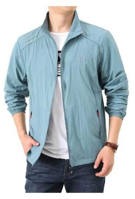 防曬外套 涼感防風 男生大尺碼 戶外徒步登山釣魚服 輕薄透氣 寬鬆 運動 立領 冰絲抗UV 工作遮陽 薄