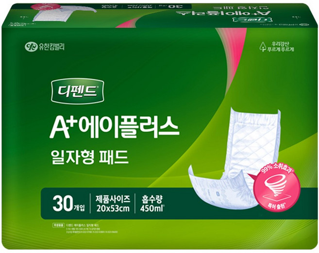 디펜드 에이플러스 환자용 성인 기저귀 패드, 30개입, 6개