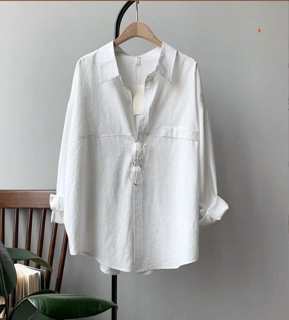 寬鬆長袖女襯衫 柔軟透氣舒適百搭經典時尚