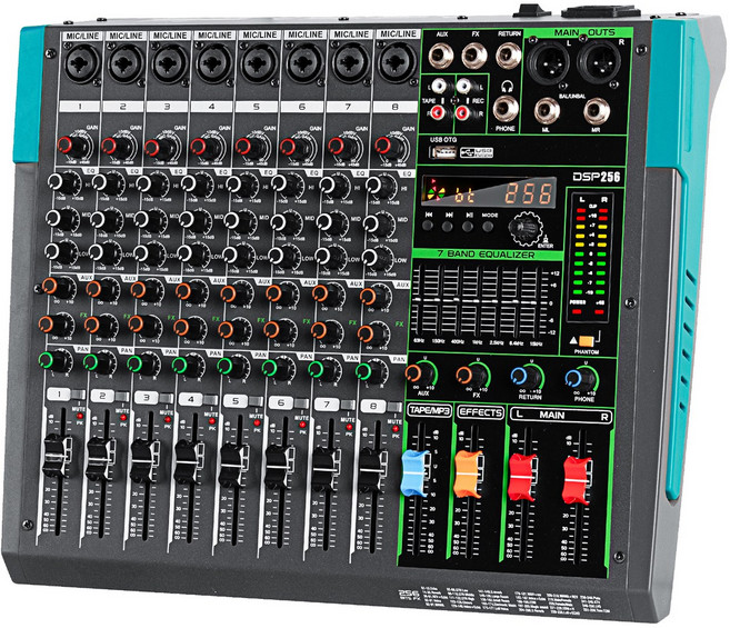 Depusheng MG8 프로페셔널 오디오 믹서 8 채널 사운드 보드 콘솔 DJ 믹싱 데스크 시스템 인터페이스 내장 256 리버스 효과