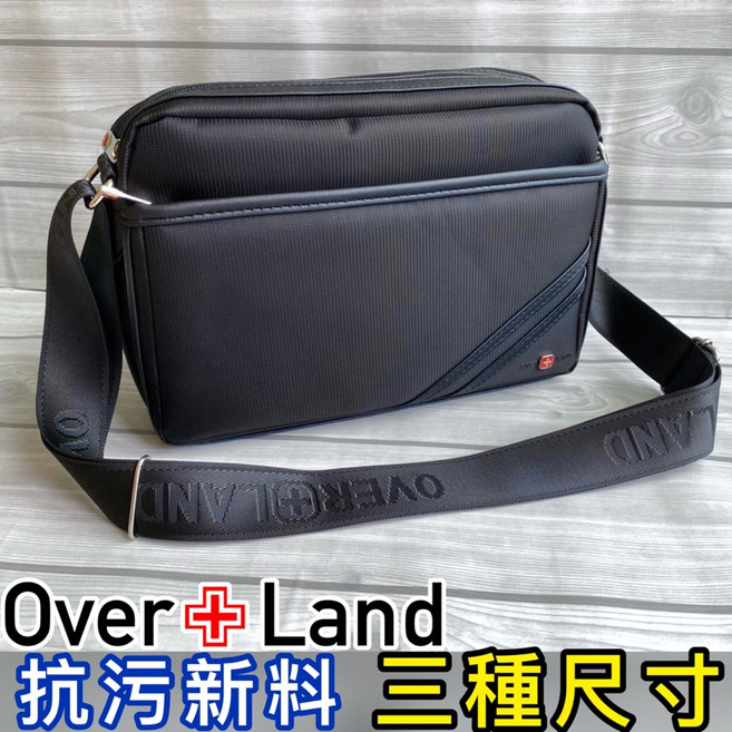 OVERLAND 側背包 多格層 多拉鍊 休閒質感 男用, 小款-黑色#3008, 黑色