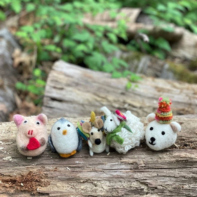 양모펠트 동물시리즈 캐릭터 가방 인형 동물키링 열쇠고리 자동차키링 핸드메이드 키홀더, 고슴도치, 1개