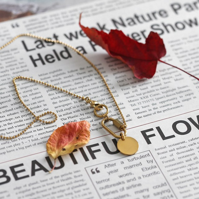 JEW.BD 볼체인 카라비너 펜던트 써지컬스틸 목걸이_골드