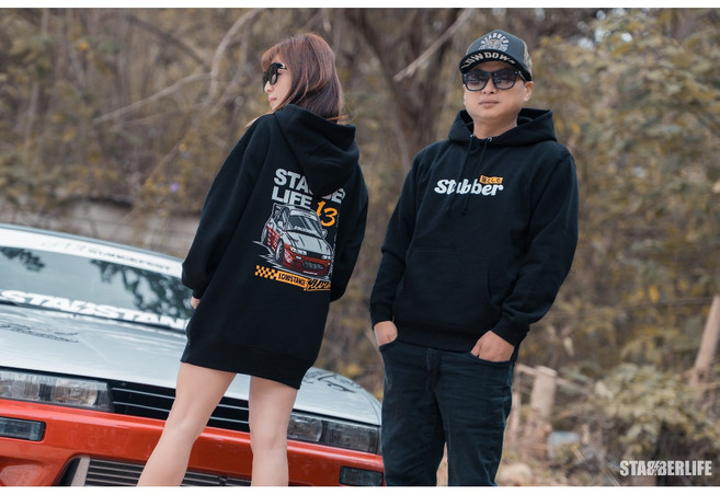 STABBERLIFE S13 CHIBI CAR 秋冬系列連帽衫, 黑色, 帽TEE, 1個