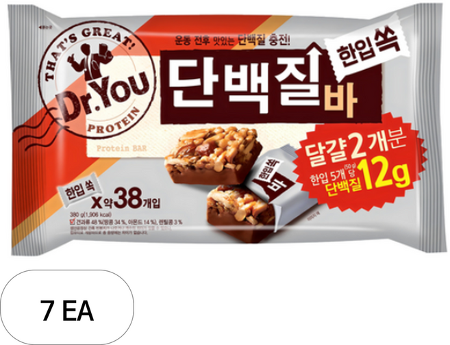 닥터유 한입쏙 단백질바, 380g, 7개