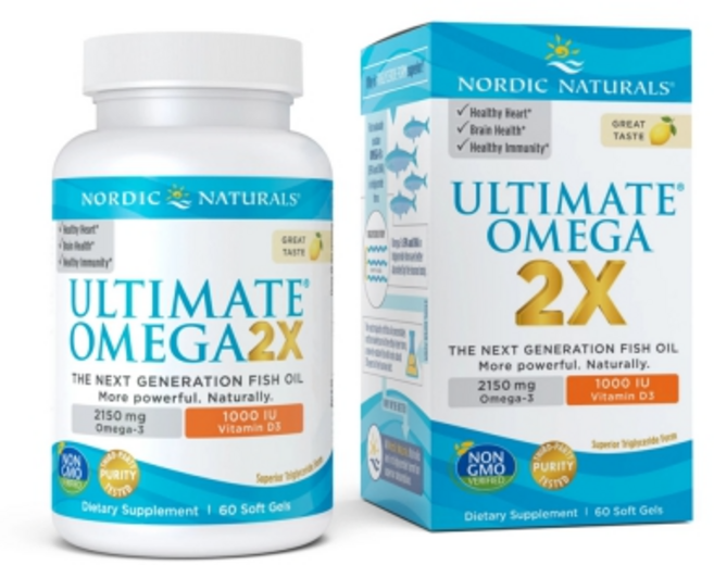 Nordic Naturals 얼티메이트2X 오메가3 2150mg + 비타민D 1000IU 60개입, 60정, 1개