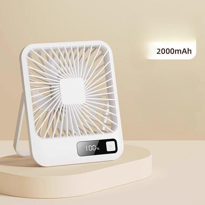 탁상형 미니 냉풍기 책상용 USB충전 저소음 쿨러, 옵션, 충전 모델-화이트 2000mAh