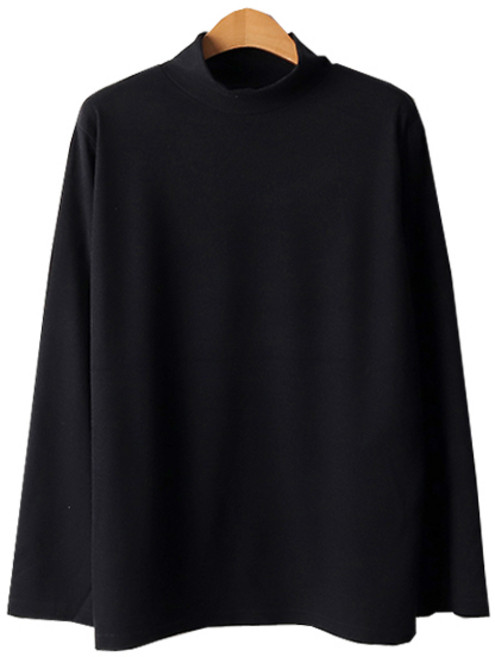 데일리 반목 폴라 티 빅사이즈 무지 루즈 심플 여성 티셔츠 66-110