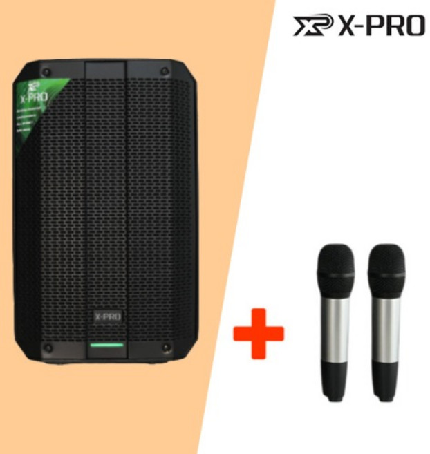 8인치 350W 배터리 내장 파워드 포터블 블루투스스피커 X-PRO XB-3000H2 무선마이크 세트