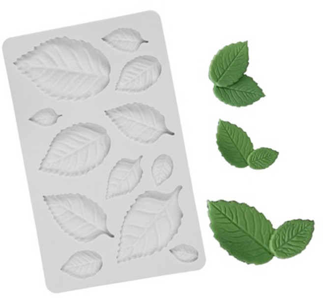 실리콘몰드 - 미니 잎사귀 나뭇잎 리프 데코몰드 (12구)