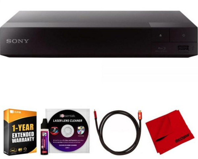 소니 BDP-S1700 스트리밍 블루레이 디스크 플레이어 번들 데코 기어 6FT 4K HDMI 케이블 극세사 클리닝 천 에센셜 레이저 렌즈 클리너 및 1년 CPS 강화 보