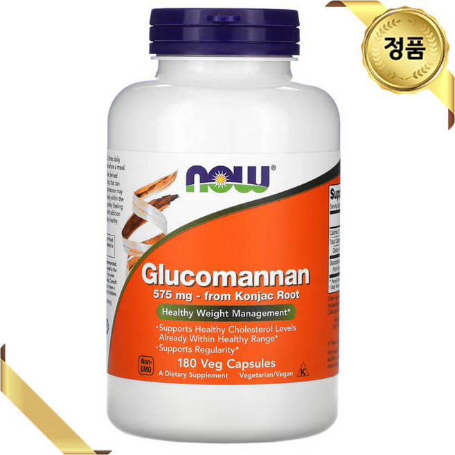 나우푸드 글루코만난 575mg 180 식물성 캡슐 곤약 뿌리 식이섬유 비건 글루텐프리, 1개, 1.5L