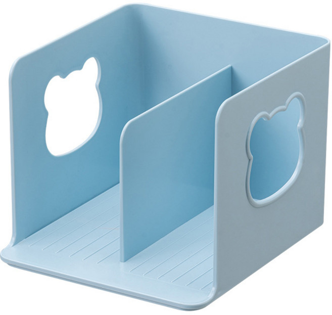 따봉오빠 파스텔 곰돌이 데스크 책꽂이 정리 2칸 북엔드 RDB124, 블루