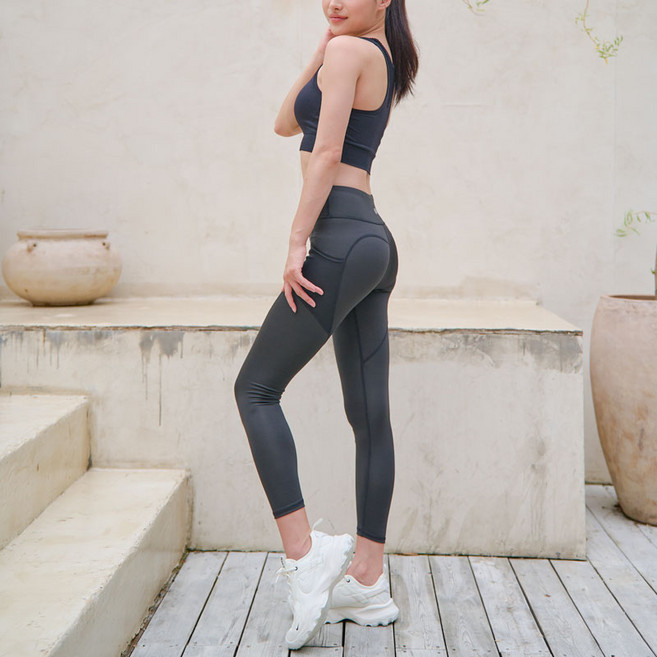 [2개1세트] SABU 여성 하이웨스트 포켓 레깅스 요가복 필라테스복
