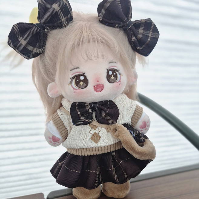 지오몽 20cm 인형 옷 초코 리본 스쿨 룩 무속성 아이돌 인형옷 입히기 의상, 1개