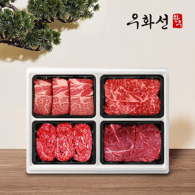 횡성한우 암소숙성 1등급 구이정육 혼합세트 1호꽃등심+채끝+불고기+국거리/팩당400g/총1.6kg냉장, 없음