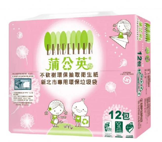 蒲公英 環保抽取衛生紙, 1箱, 1200張