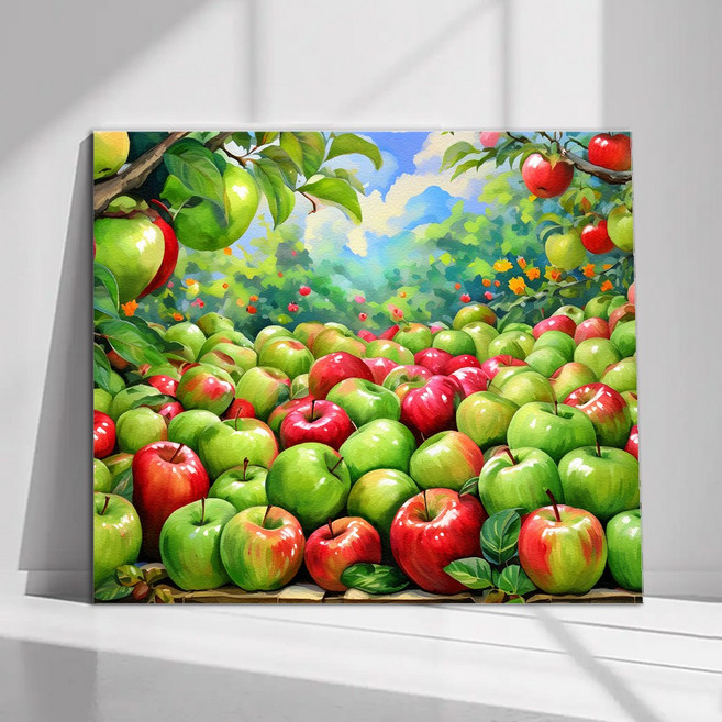 엘티에프티 풍수 청사과 홍사과 인테리어 그림 캔버스 액자, 8. 풍요가 가득한 사과밭