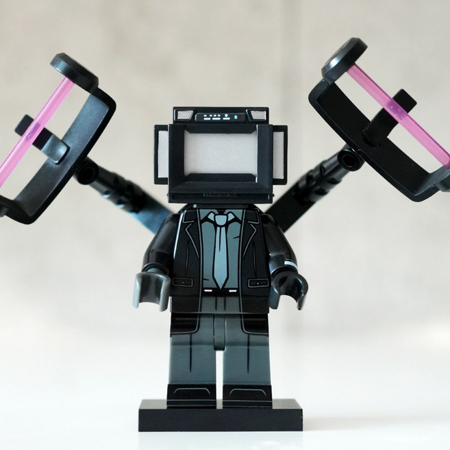 핸드브릭 팩토리 커스텀 미니브릭 피규어 스키비디 토일렛 호환 블록호환, 92. 서스펜디드 TV맨, 1개