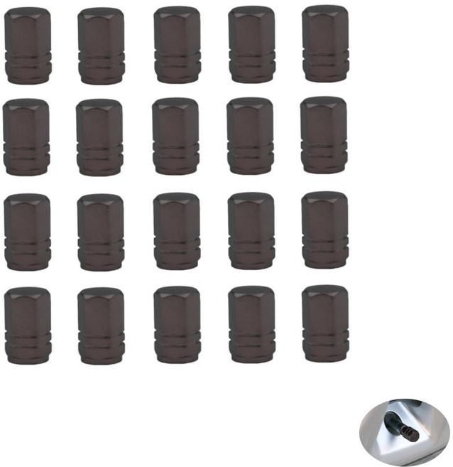 케이엠 차량용 타이어 밸브캡, 블랙, 20개