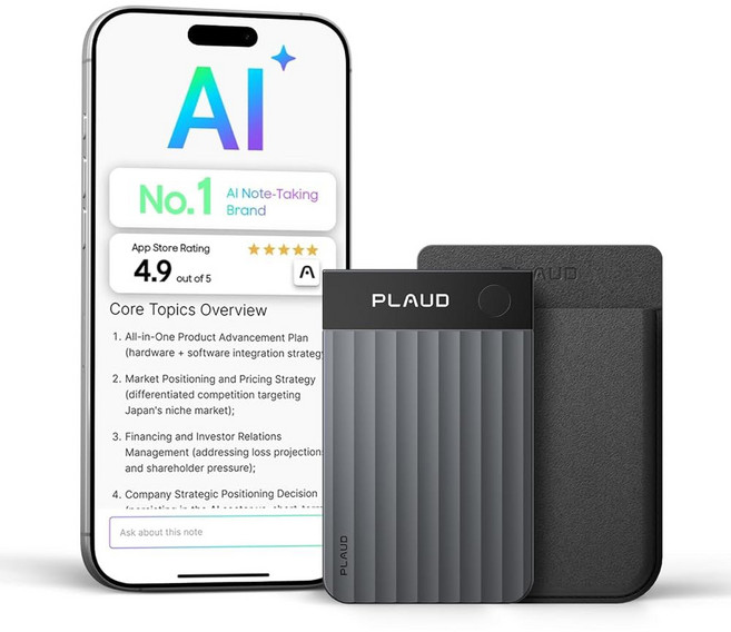 PLAUD NOTE PRO 음성 AI 전사 통화를 컨트롤 회의 AI로 위한 요약 녹음기, 블랙.